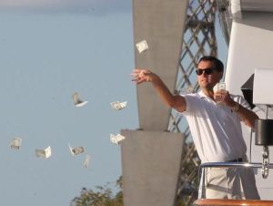 leonardo dicaprio throwing money